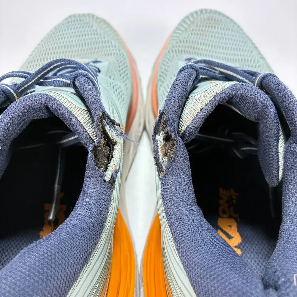 Hoka Bondi 7 Blue Haze Coral Athletic Lace Up Road Running Shoes Womens Size 7.5
